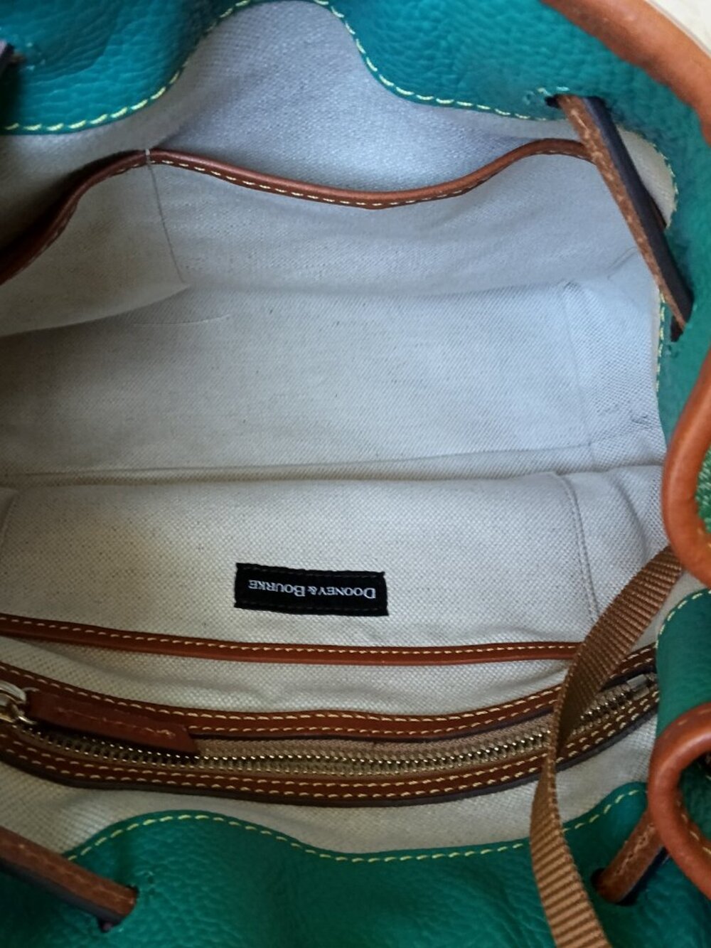 Dooney Bourke Tasha Drawstring Pebble Grain Leather Spearment NWOT - Picture 10 of 14
